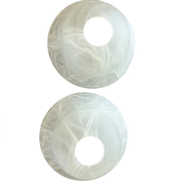 Ceiling Fan Glass Lamp Shade Large fit 1.5” Frosted Glass White Swirls - Picture 3 of 7